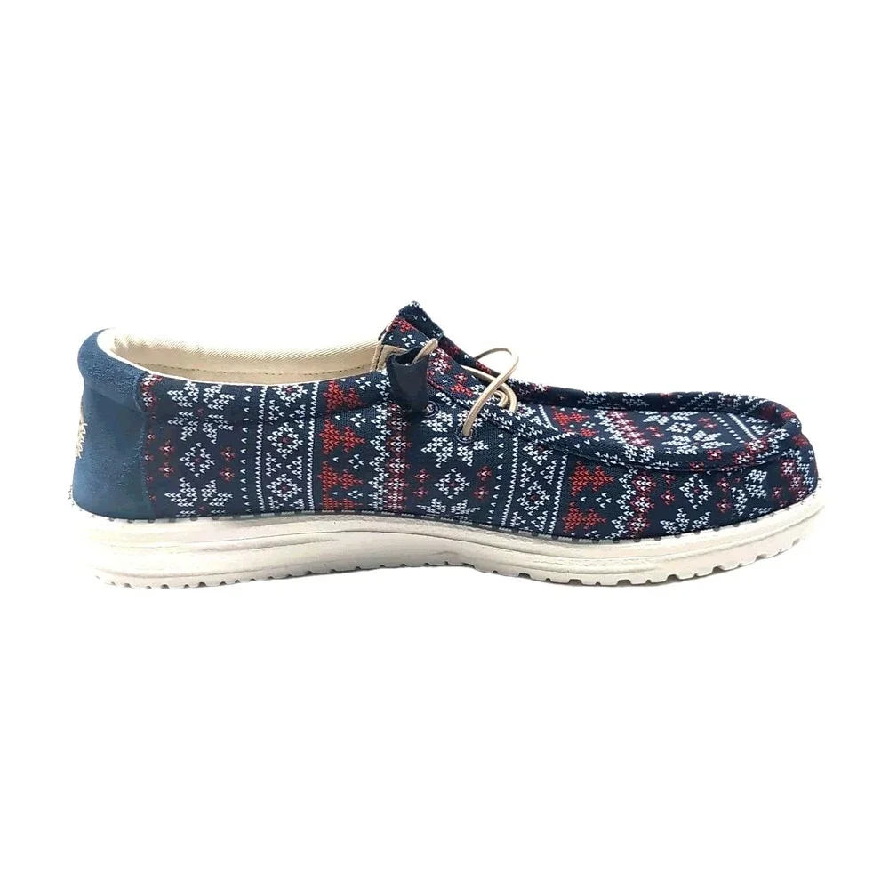 NEW Hey Dude Wally Winter Sweater Shoes Mens 13 Blue Nordic Slip‎ On Loafers NWT